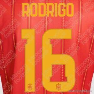 2026 Spain FIFA World Cup Home Name Set #16 RODRIGO (HQ Repro) - Image 1