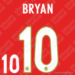 2017 Costa Rica Home & Away Name Set #10 BRYAN (Repro)