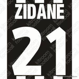 1999-00 Juventus Home & Away Name Set #21 ZIDANE (Repro)