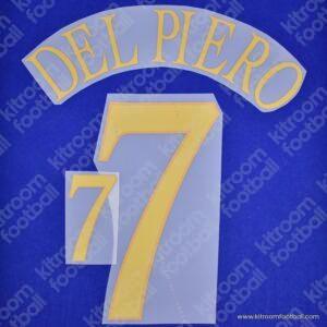 2004 Italy UEFA Euro Home Name Set #7 DEL PIERO (HQ Repro) - Image 1