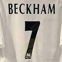 1997-98 Manchester United Premier League Away Name Set #7 BECKHAM (HQ  Repro)