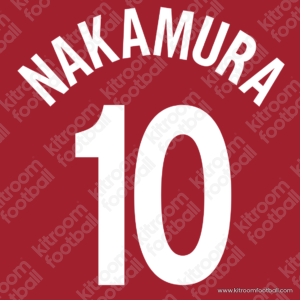 2002-03 Reggina Home Name Set #10 NAKAMURA (Flock/Velvet) (Repro) - Image 1