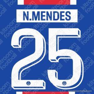 2026-27 PSG Cup Home Name Set #25 Nuno MENDES (HQ Repro)