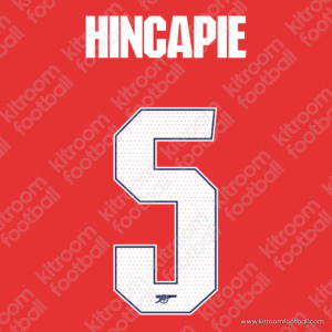2025-26 Arsenal Cup Home Name Set #5 HINCAPIE (HQ  Repro)