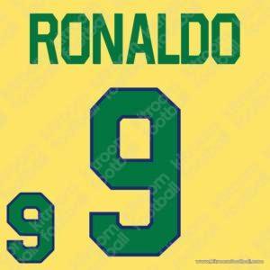 1997 Brazil Conmebol Copa America Home Name Set #9 RONALDO (Repro)