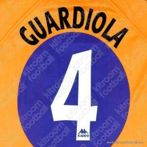 1997-98 Barcelona La Liga Away Name Set #4 GUARDIOLA (Repro)