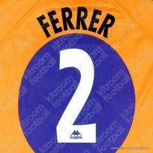 1997-98 Barcelona La Liga Away Name Set #2 FERRER (Repro) - Image 1