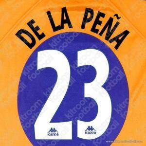 1997-98 Barcelona La Liga Away Name Set #23 DE LA PEÑA (Repro) - Image 1