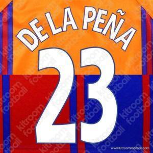 1997-98 Barcelona Cup Home & Away Name Set #23 DE LA PEÑA (Repro) - Image 1
