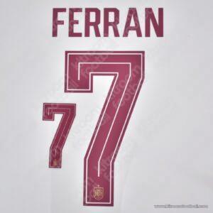 2026 Spain FIFA World Cup Away Name Set #7 FERRAN (HQ  Repro)
