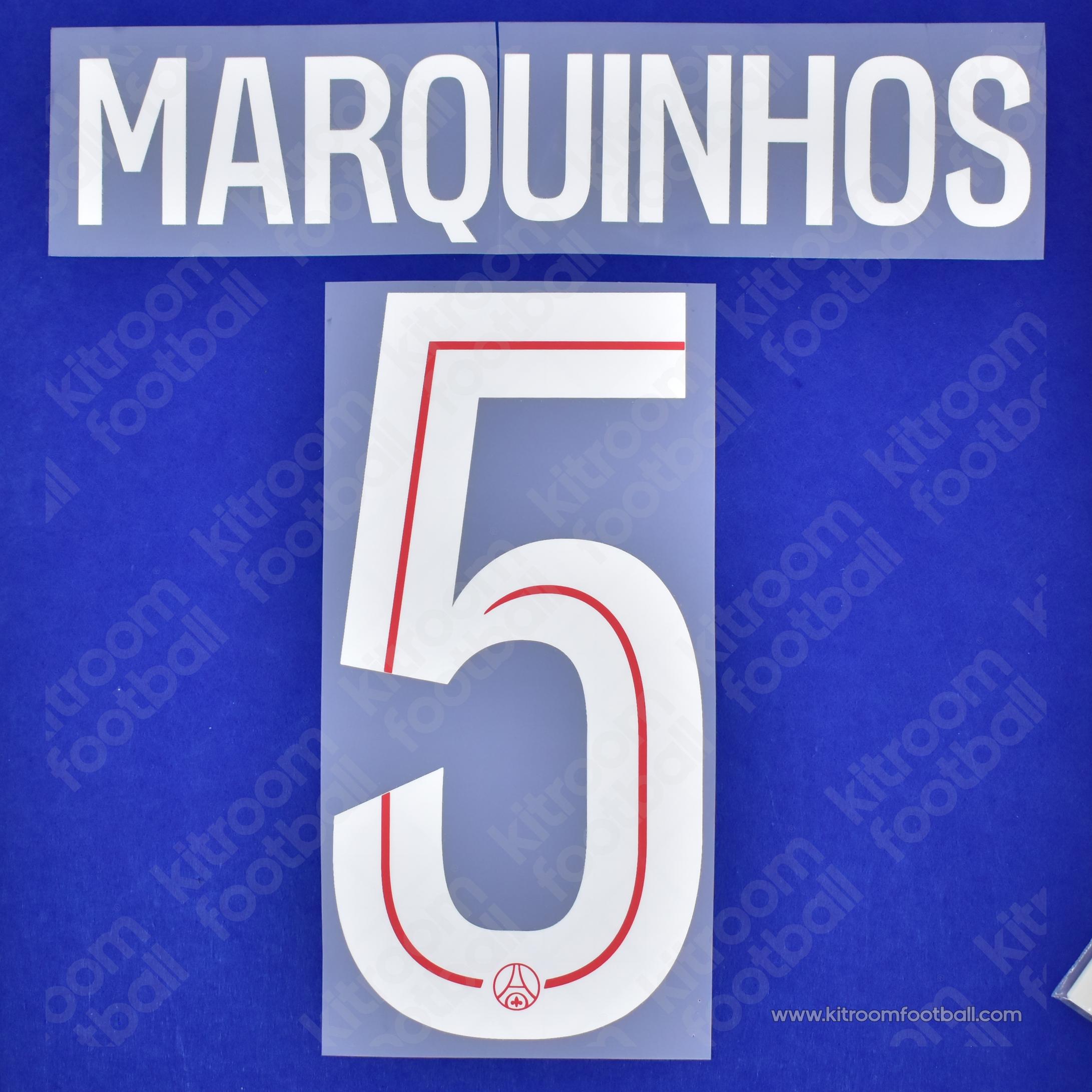 MARQUINHOS #5 PSG Paris Saint-Germain 2025-26 Home Name Set Cup (HQ Repro)